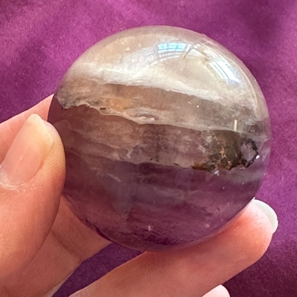 Purple and yellow dendritic fluorite sphere.  Rare and beautiful. - Picture 3 of 9